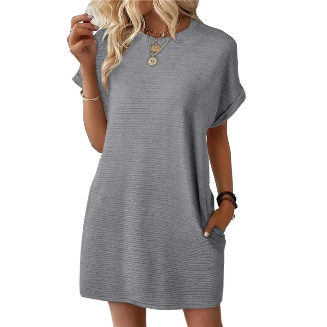 EVASHA™ – Casual Minimalist Round Neck Summer Dress