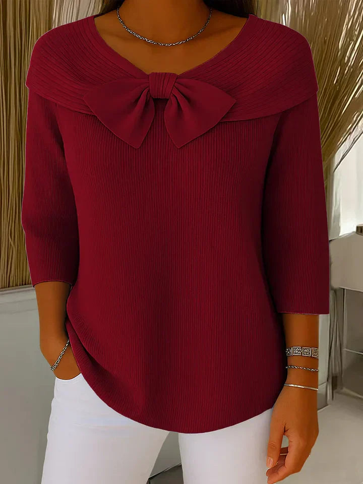 Clara | Elegant Sweater with Soft Knit Bow