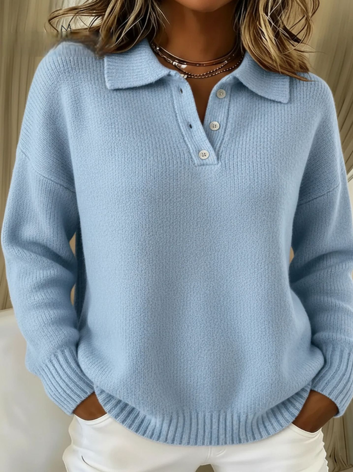 Olivia | Soft Knit Polo Collar Sweater