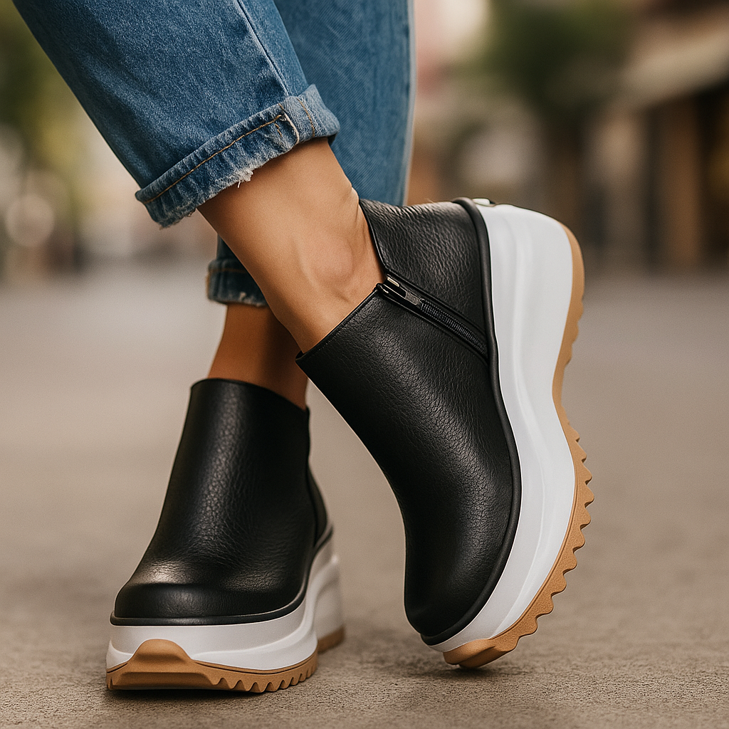 Aurelia | Genuine Leather Ankle Boots with Thick Sole
