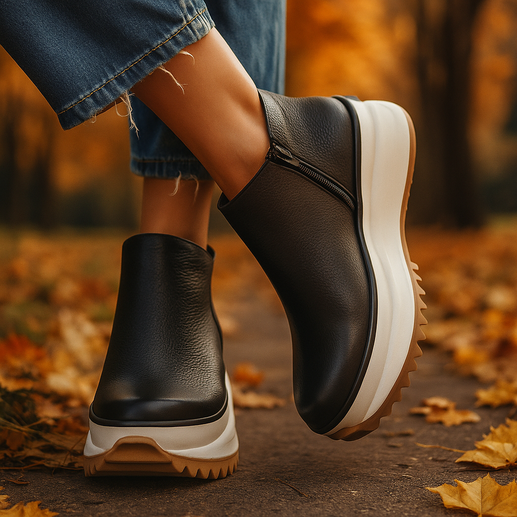 Aurelia | Genuine Leather Ankle Boots with Thick Sole