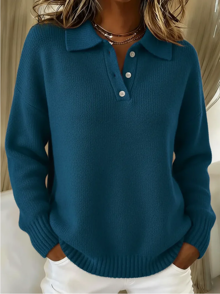 Olivia | Soft Knit Polo Collar Sweater
