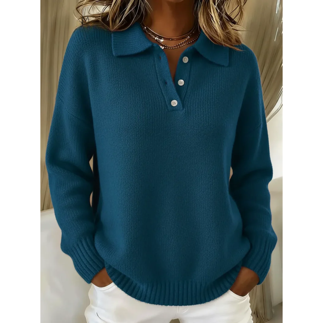 Norlienne | Soft Knit Polo Sweater