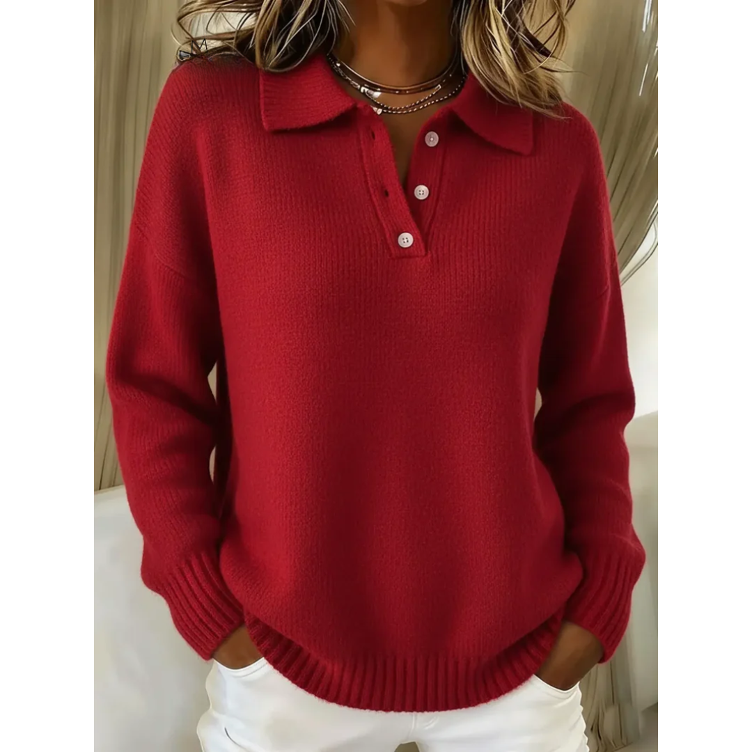 Norlienne | Soft Knit Polo Sweater