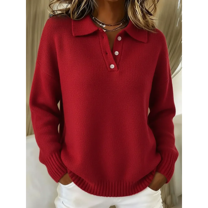 Norlienne | Soft Knit Polo Sweater