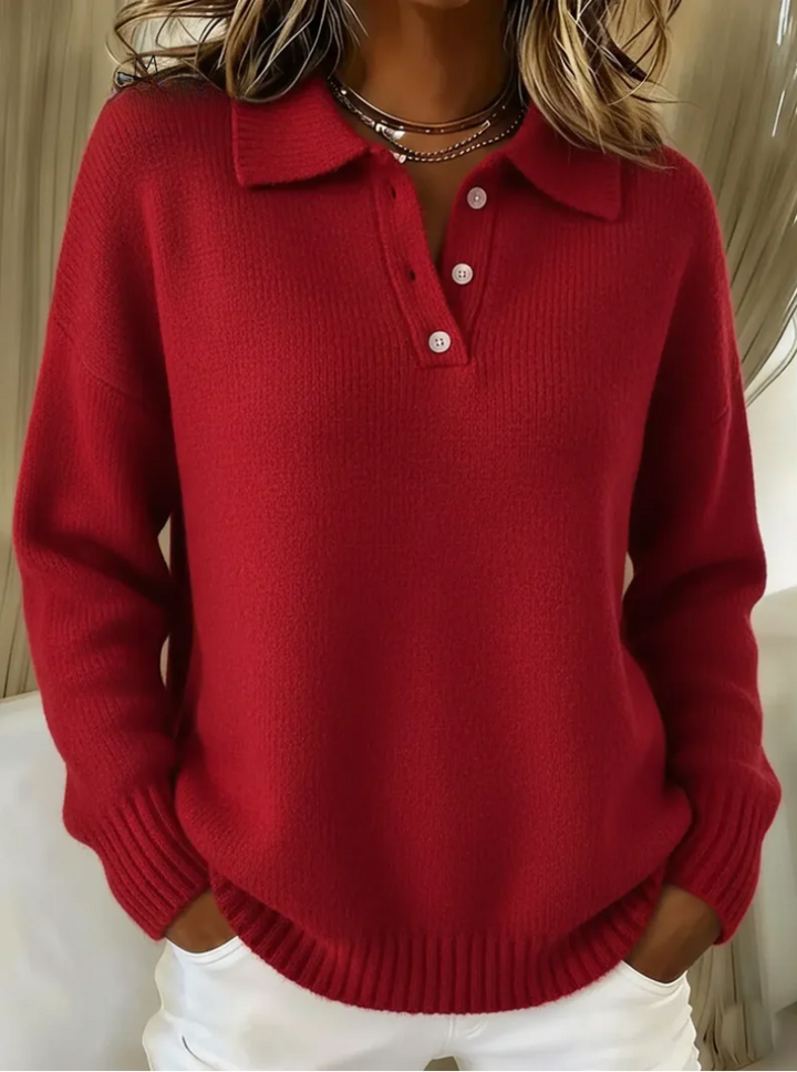 Olivia | Soft Knit Polo Collar Sweater