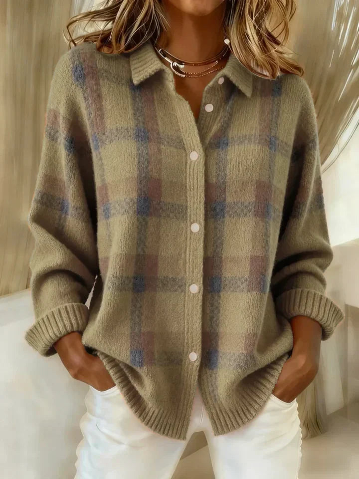 Arlisset | Retro Contrast Plaid Sweater