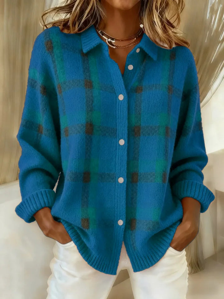 Arlisset | Retro Contrast Plaid Sweater