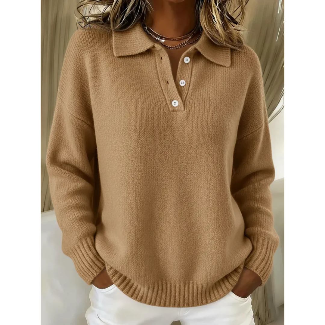 Norlienne | Soft Knit Polo Sweater