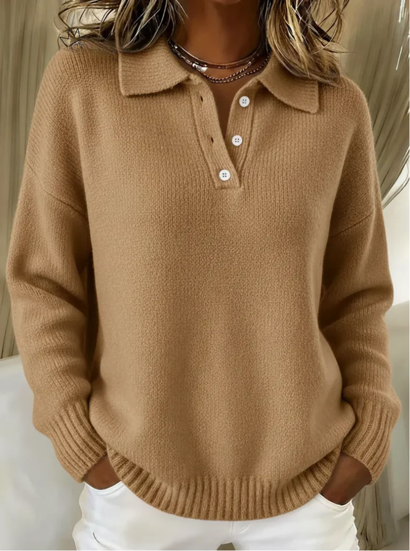 Olivia | Soft Knit Polo Collar Sweater