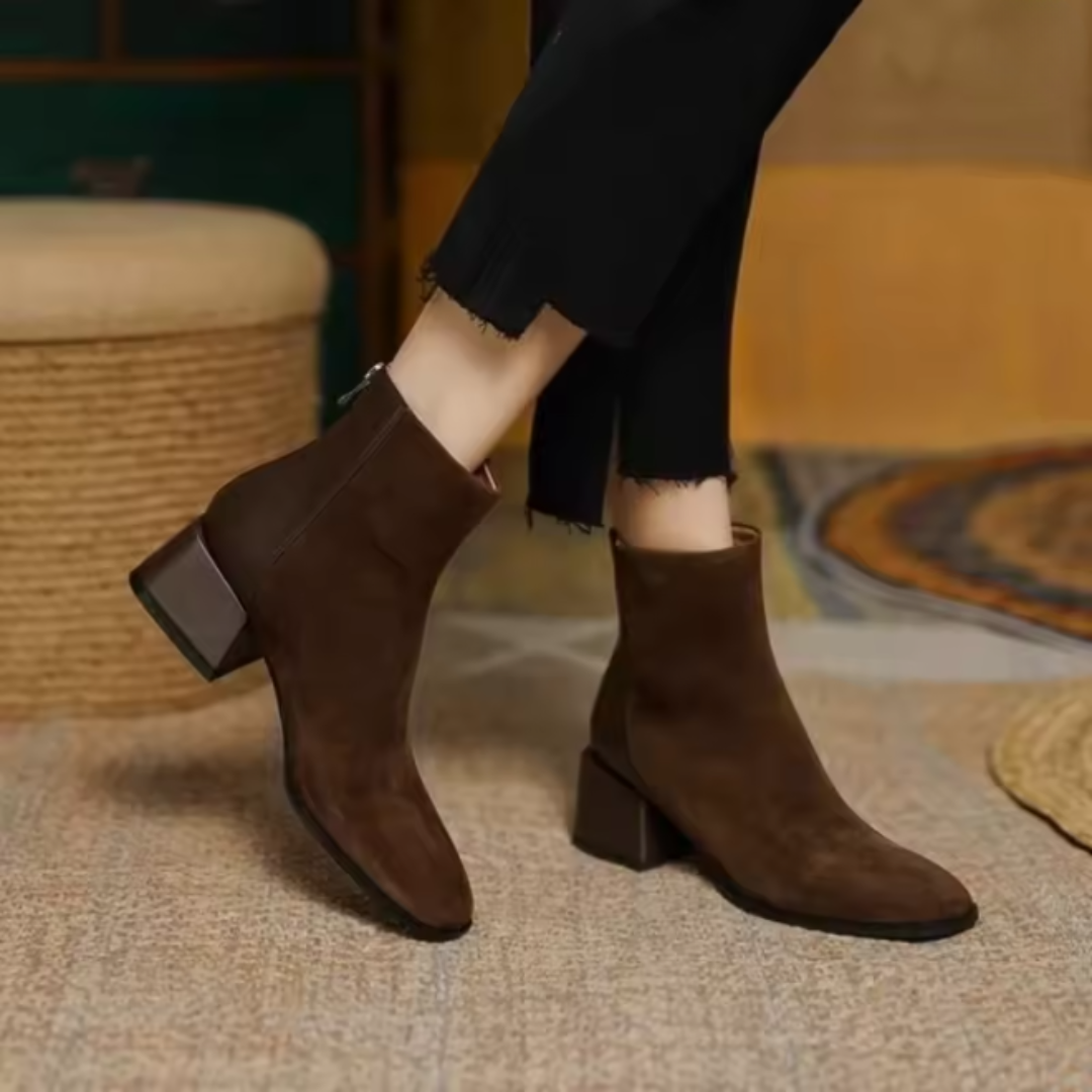 Viola | Suede Ankle Boots with Medium Heel