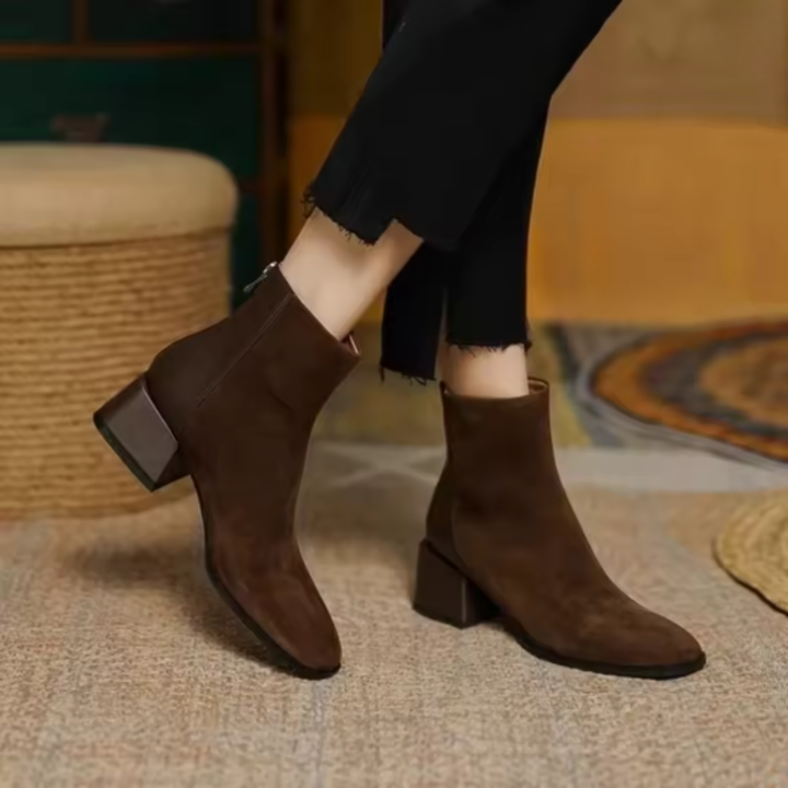 Viola | Suede Ankle Boots with Medium Heel