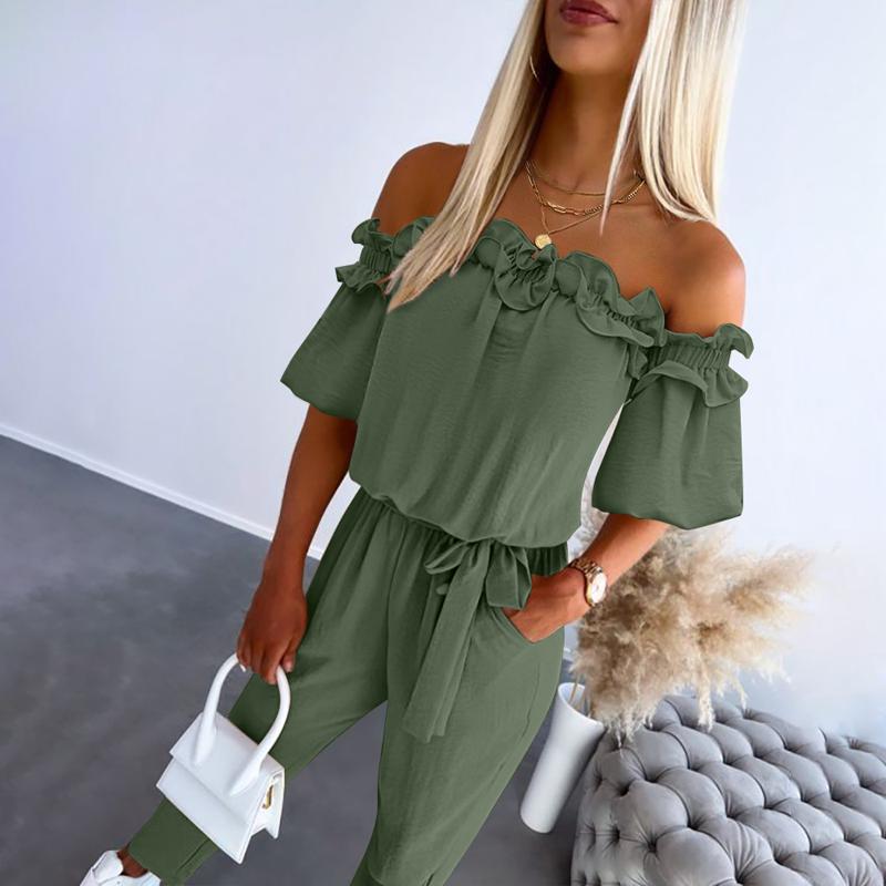 CAMILA™ | Chic Off Shoulder Frill Tie-Waist Jumpsuit