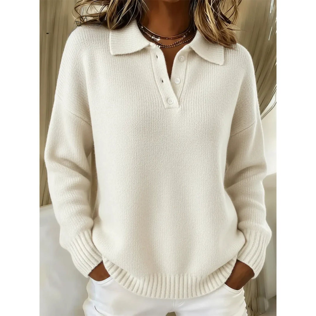 Norlienne | Soft Knit Polo Sweater