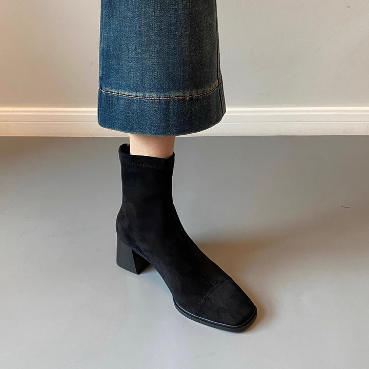 Victoria | Elegant Suede Ankle Boots with Stable Heel