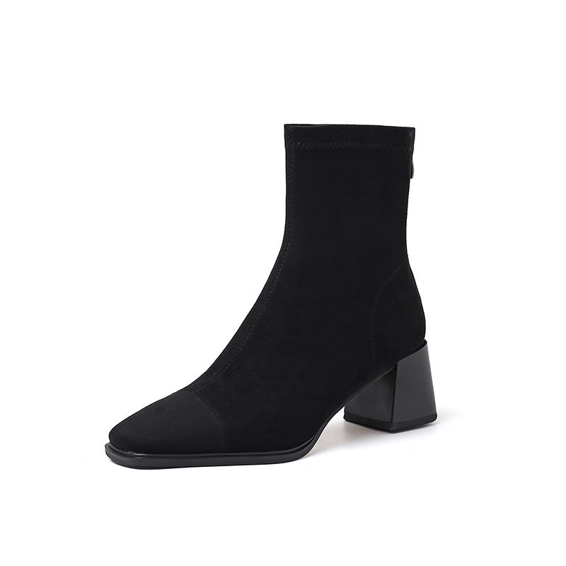 Victoria | Elegant Suede Ankle Boots with Stable Heel