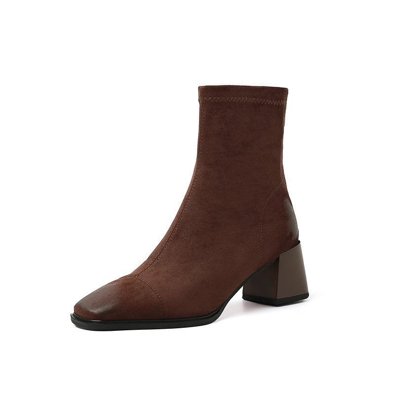 Victoria | Elegant Suede Ankle Boots with Stable Heel