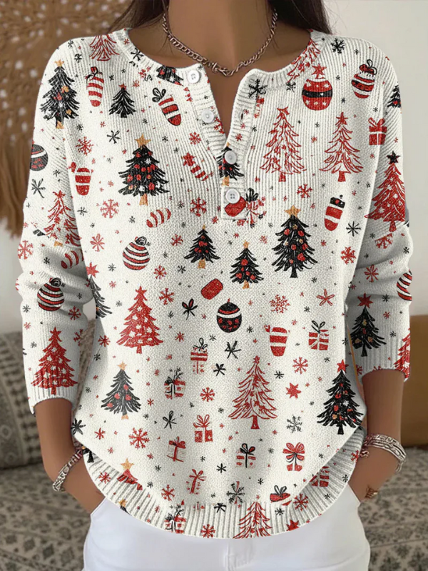 Rose | Elegant Christmas Sweater with Buttons