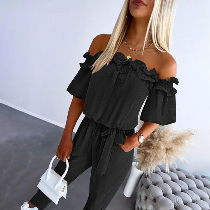CAMILA™ | Chic Off Shoulder Frill Tie-Waist Jumpsuit