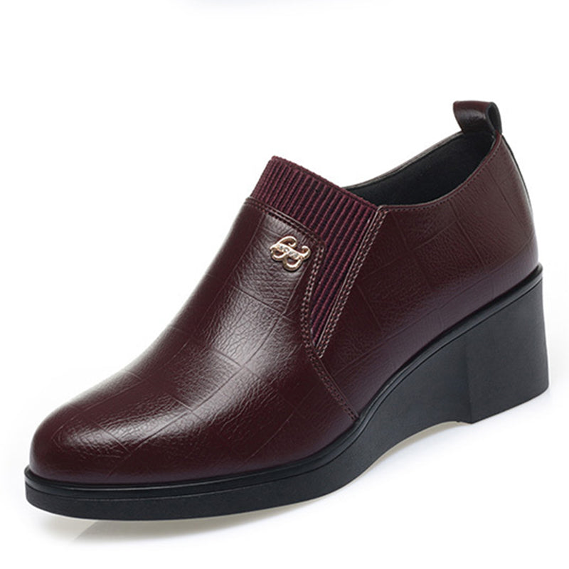 Elvira | Elegant Leather Wedge Shoes