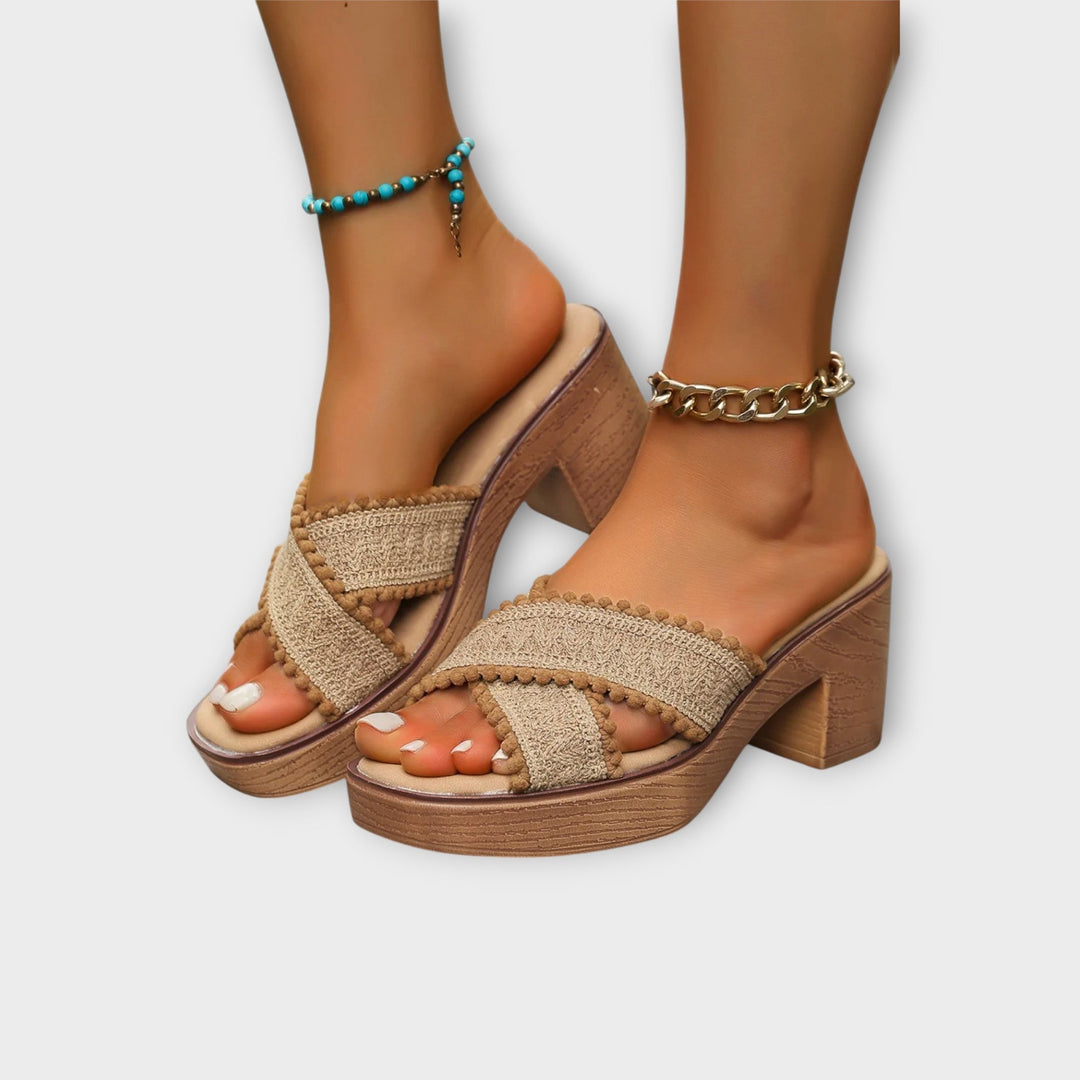 Camila | Chunky Heels | Cross Straps