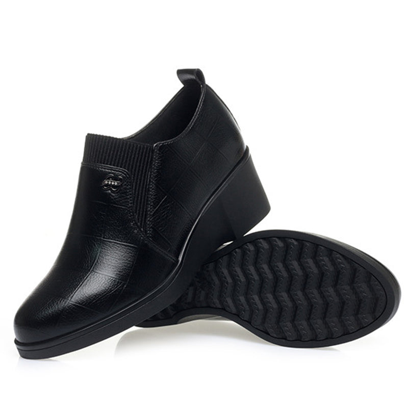 Elvira | Elegant Leather Wedge Shoes