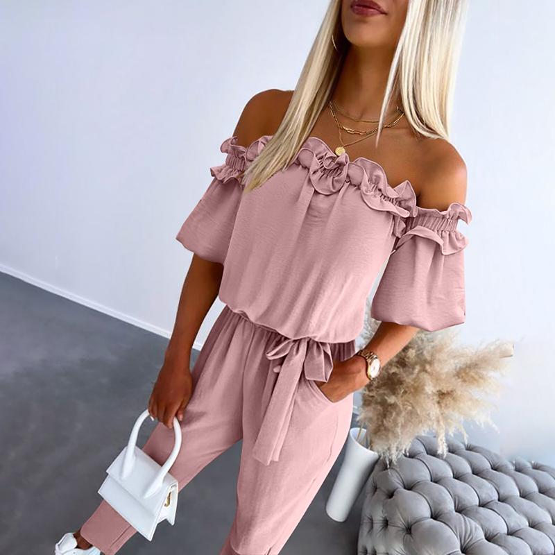 CAMILA™ | Chic Off Shoulder Frill Tie-Waist Jumpsuit