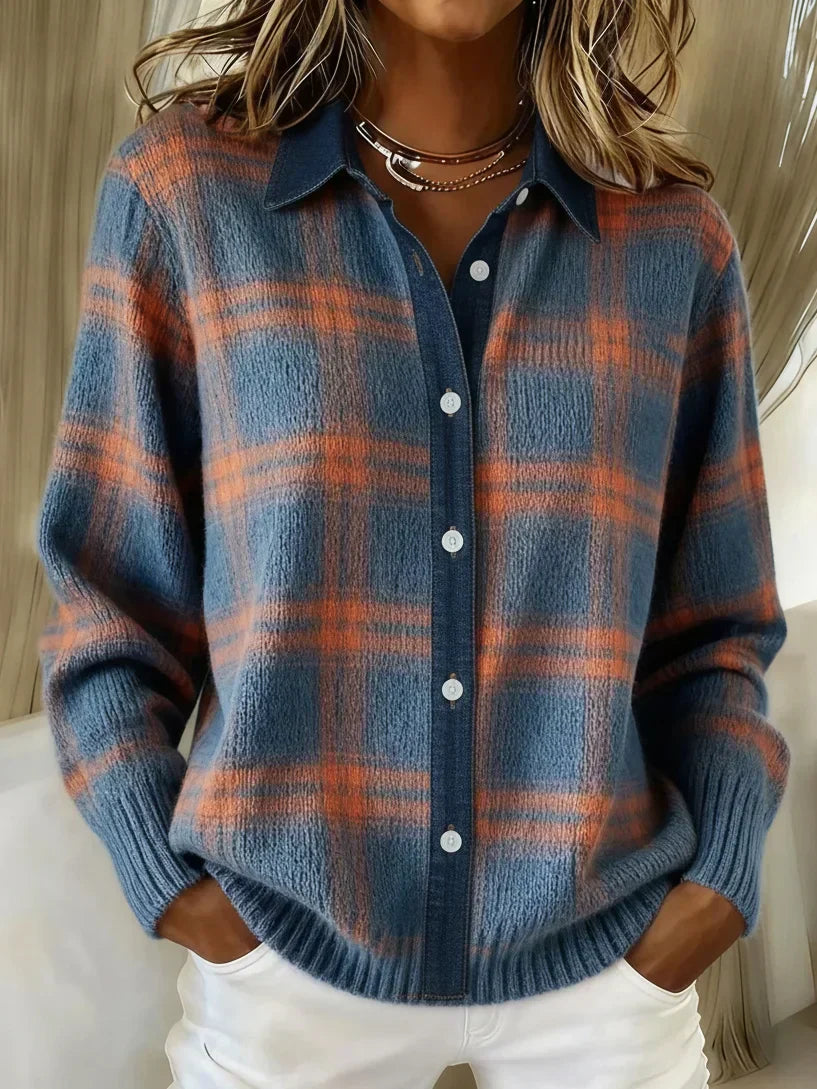 Arlisset | Retro Contrast Plaid Sweater